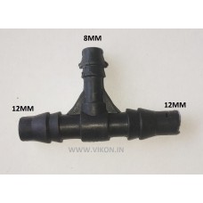 T CONNECTOR WITH 12 X 8MM BARBED 